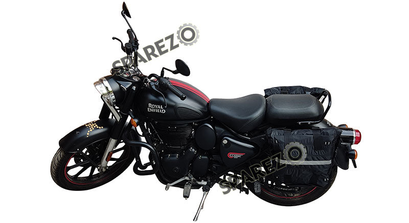 Royal Enfield New Classic Reborn 350 Canvas Saddle Black Bags With Mounting Pair