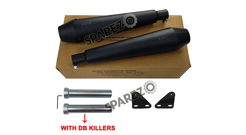 Royal Enfield GT and Interceptor 650cc AEW TE 101 Black Exhaust Silencer Pair