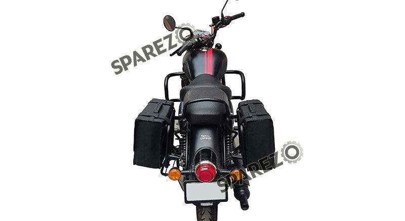 Royal Enfield New Classic Reborn 350cc Black Saddle Leather Bag Pair with Rails