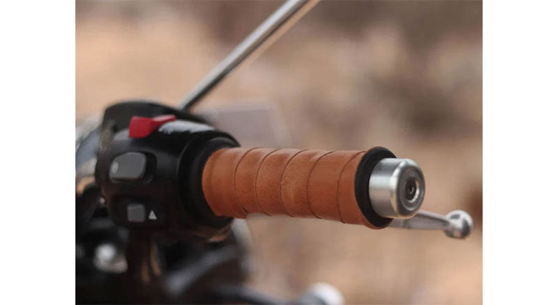 Royal Enfield GT and Interceptor 650 RH-LH Grip Leather Wrap Pair Brown Tan