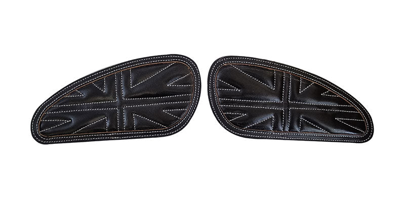 Customized Royal Enfield Interceptor 650 Leather Knee Pad Pair Union Jack D6
