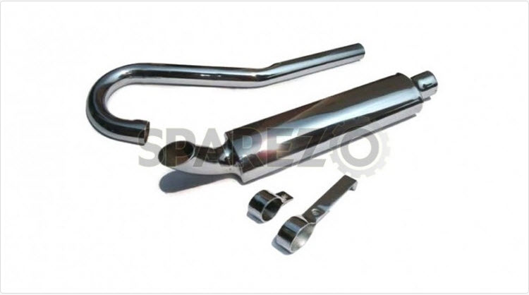 Royal Enfield Chrome Trials Scrambler Exhaust Silencer And Pipe 500cc
