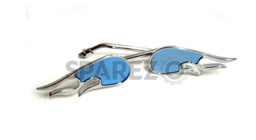 Royal Enfield Chopper Style Side Mirror Set Blue