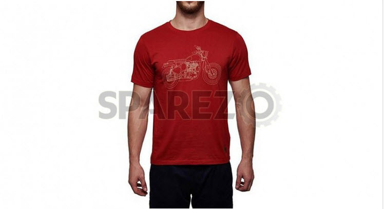 Genuine Royal Enfield Classic 500 Line Art T-Shirt Red