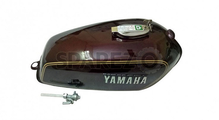 Petrol Fuel Gas Tank Steel Maroon With Chrome LID Cap Yamaha RX100 RX125