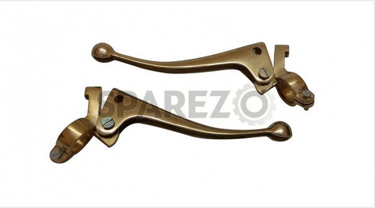 Brass Brake & Clutch Lever And Handle Bar Grip Set