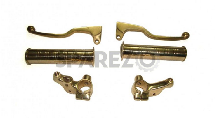 Brass Brake & Clutch Lever And Handle Bar Grip Set