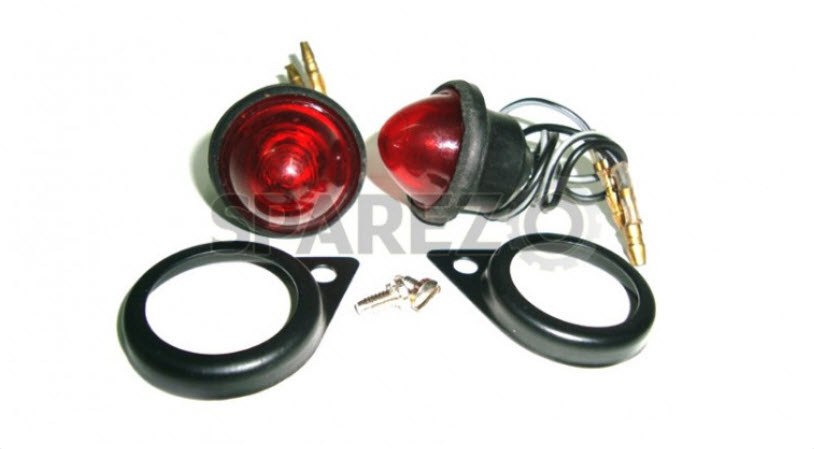Complete Red Pilot Lamp 12v Black Rim Assembly