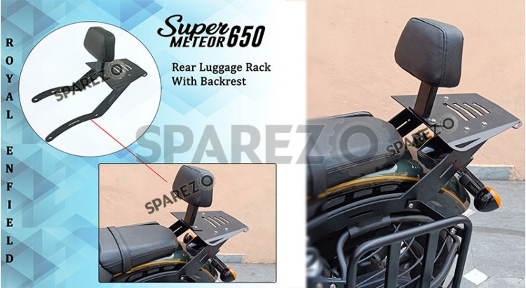 Royal Enfield Super Meteor 650 Rear Luggage Rack With Backrest Black