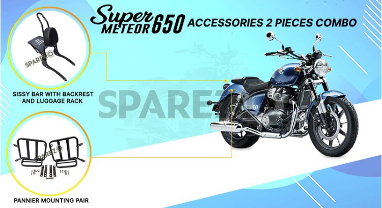 Royal Enfield Super Meteor 650 Pannier Mounting and Rear Backrest With Rack