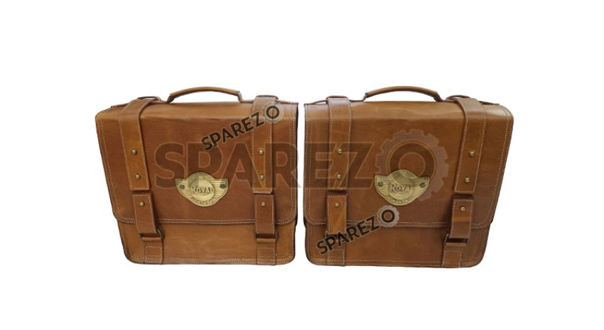 Tan Brown Leather Pannier Bags 