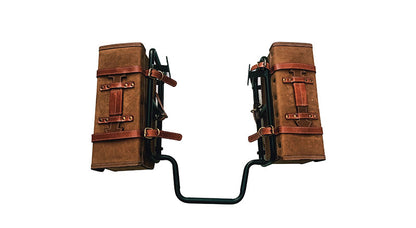 Royal Enfield Himalayan Pannier Rails and Leather Bags Pair Brown Tan