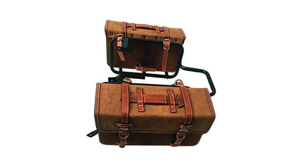 Royal Enfield Himalayan Pannier Rails and Leather Bags Pair Brown Tan