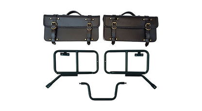 Royal Enfield Himalayan Pannier Rails and Leather Bags Pair Black