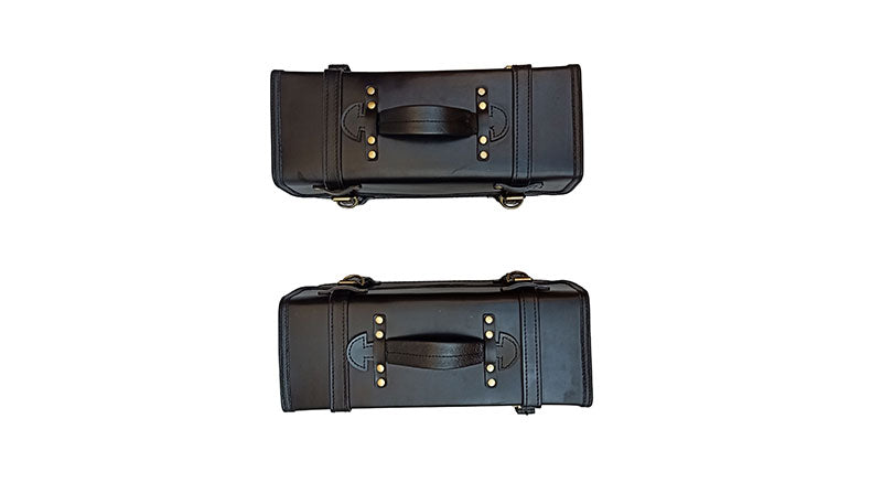 Royal Enfield Himalayan Pannier Rails and Leather Bags Pair Black