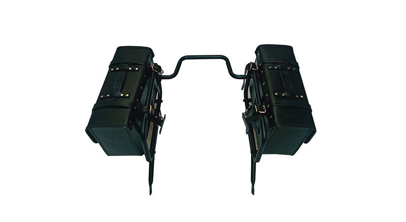 Royal Enfield Himalayan Pannier Rails and Leather Bags Pair Black