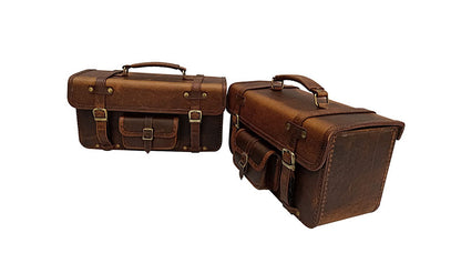 Royal Enfield Himalayan Pannier Rails and Leather Bags Pair Brown