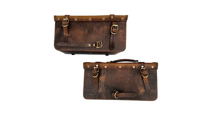 Royal Enfield Himalayan Pannier Rails and Leather Bags Pair Brown