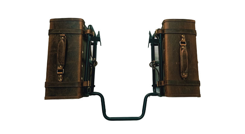 Royal Enfield Himalayan Pannier Rails and Leather Bags Pair Brown