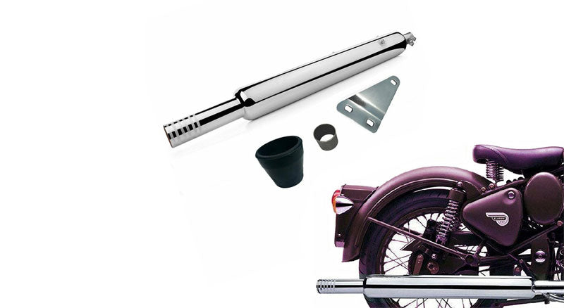 Royal Enfield Classic 500 350 Punjab Dholki Exhaust Silencer and Heat Shield