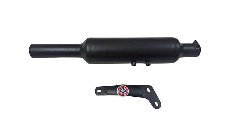 Royal Enfield Black powder Coated 500cc Short Exhaust Silencer And Bracket
