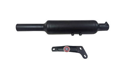 Royal Enfield Black powder Coated 500cc Short Exhaust Silencer And Bracket