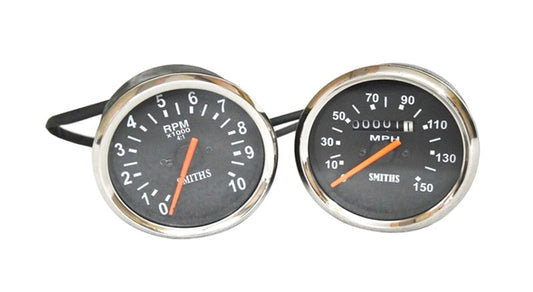 Smith Replica Speedometer Tachometer Pair 150 MPH Black For Royal Enfield