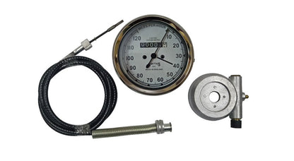 Replica Smiths Speedometer White 120 MPH + 54" Cable + Alloy Hub Drive