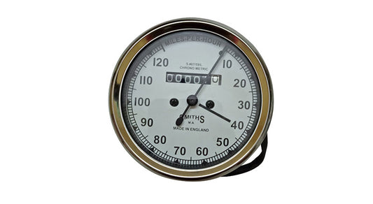 Smiths Replica Speedo Meter Speedometer 0-120 MPH White For BSA, Vincent, Ariel