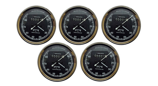 5 Pcs Smiths Replica Speedo Meter 0-80 MPH Black For BSA, Vincent, Ariel
