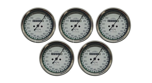5 pcs Smiths Replica Speedo Meter 0-150 MPH White For BSA, Vincent, Ariel