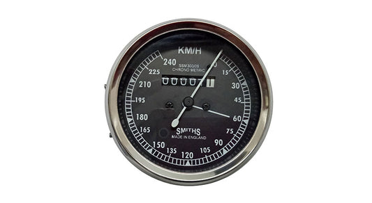 Smiths Replica Speedo Meter Speedometer 0-240 KMPH Black For BSA, Vincent, Ariel