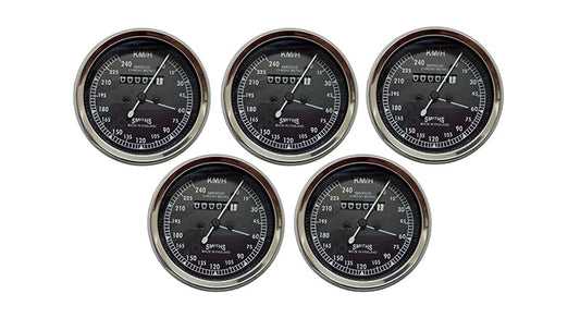 5 Pcs Smiths Replica Speedo Meter 0-240 KMPH Black For BSA, Vincent, Ariel