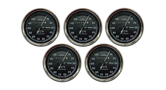 5 Pcs Smiths Replica Speedo Meter 0-120 MPH Black For BSA, Vincent, Ariel