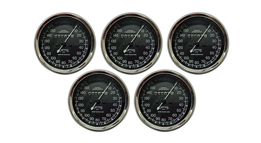 5 Pcs Smiths Replica Speedo Meter 0-150 MPH Black for BSA, Vincent, Ariel