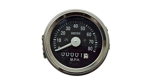 Smiths Replica Speedo Meter 0-80 MPH 2.5" Black For BSA, Vincent, Ariel
