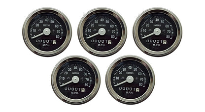 5 Pcs Smiths Replica Speedo Meter 0-80 MPH 2.5" Black For BSA, Vincent, Ariel