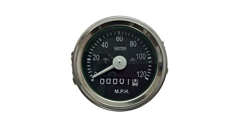 Smiths Replica Speedo Meter 0-120 MPH 2.5" Black For BSA, Vincent, Ariel