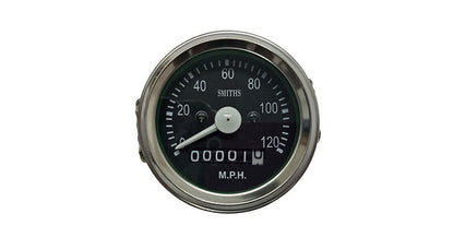 Smiths Replica Speedo Meter 0-120 MPH 2.5" Black For BSA, Vincent, Ariel