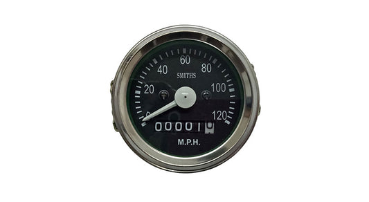 Smiths Replica Speedo Meter 0-120 MPH 2.5" Black For BSA, Vincent, Ariel