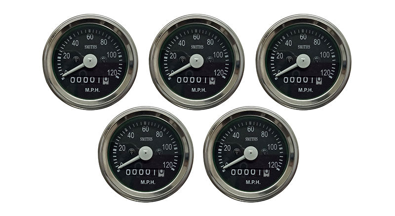 5 Pcs Smiths Replica Speedo Meter 0-120 MPH 2.5" Black For BSA, Vincent, Ariel