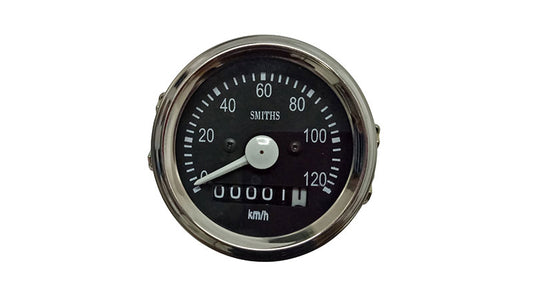 Smiths Replica Speedo Meter 0-120 KMPH 2.5" Black For BSA, Vincent, Ariel