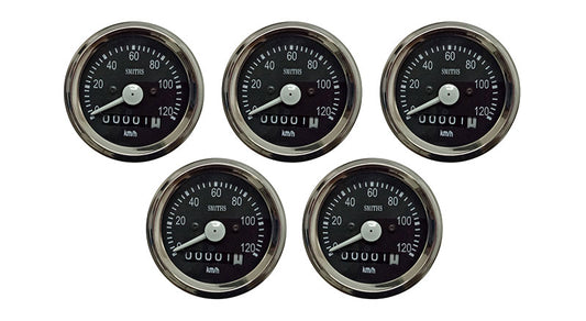 5 Pcs Smiths Replica Speedo Meter 0-120 KMPH 2.5" Black For BSA, Vincent, Ariel