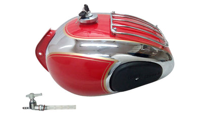 Royal Enfield Chrome Red Petrol Tank With Grill and Knee Pad
