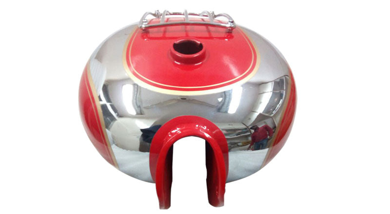 Royal Enfield Chrome Red Petrol Tank With Grill and Knee Pad