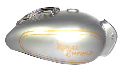Royal Enfield Fuel Tank 22 L In Silver With Chrome Grill And Hand Paint Lining