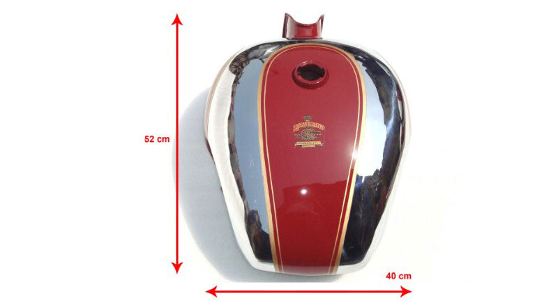 Royal Enfield Customized Red and Chrome Tank With Kneepad
