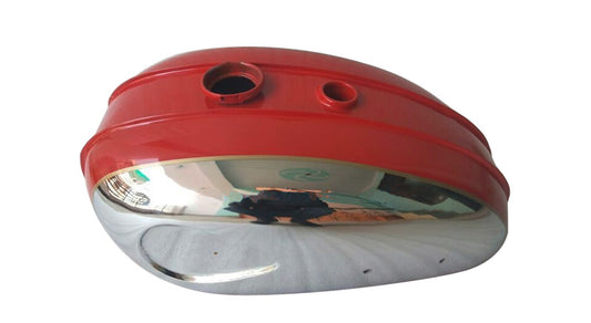 New BSA C15 Chromed and Red Painted Gas Fuel Tank (Reproduction)