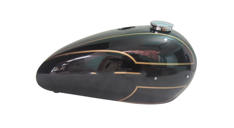 New Triumph T140 Black Painted Fuel Tank (Reproduction) With Chrome Cap and Tap