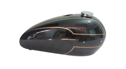 New Triumph T140 Black Painted Fuel Tank (Reproduction) With Chrome Cap and Tap